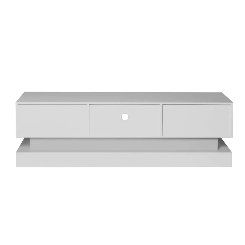 White 63 TV Stand with Drawers & LED Lights for 65 TVs