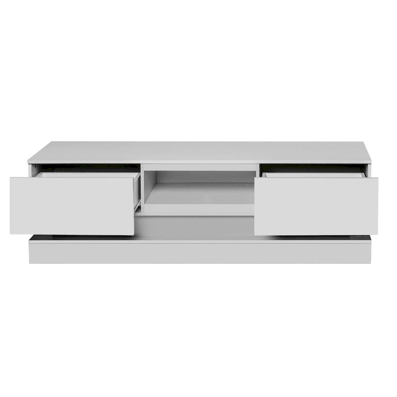 White 63 TV Stand with Drawers & LED Lights for 65 TVs