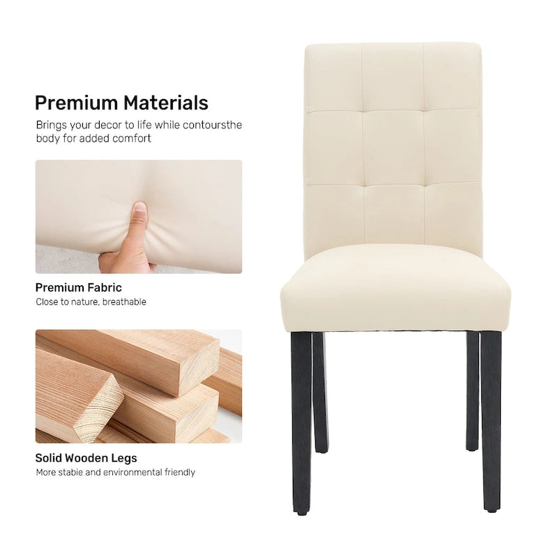 Gestoffeerde gecapitonneerde eetkamerstoelen van kunstleer (set van 2)