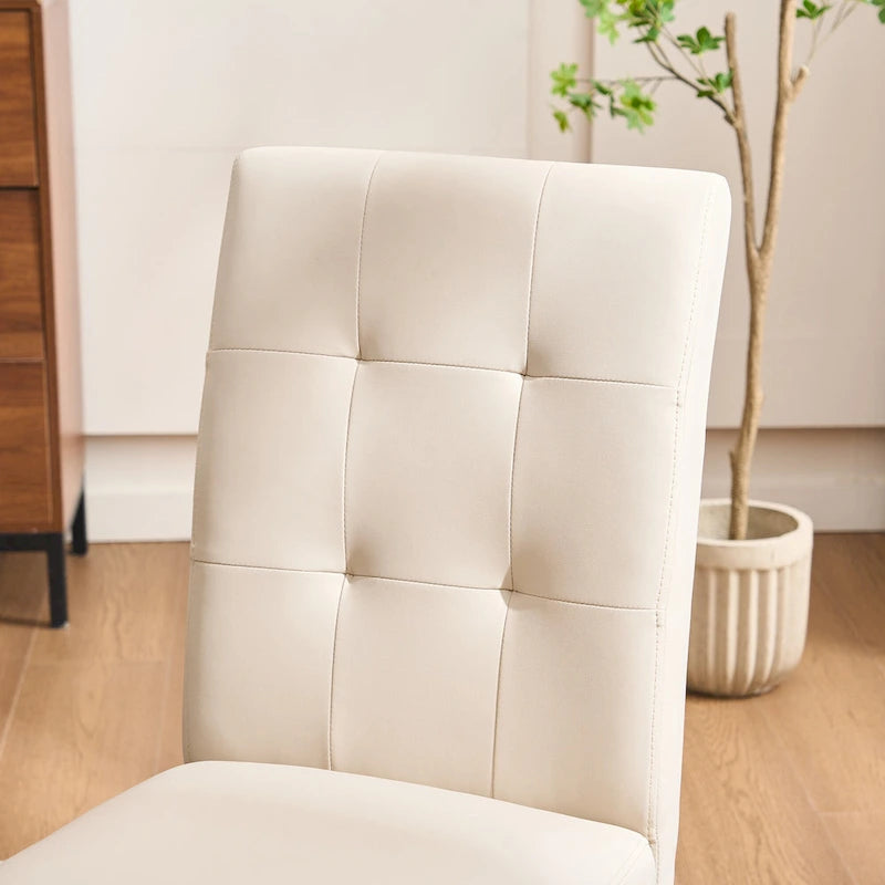 Gestoffeerde gecapitonneerde eetkamerstoelen van kunstleer (set van 2)
