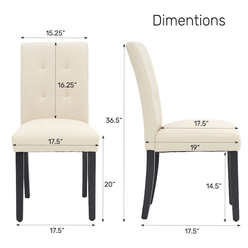 Gestoffeerde gecapitonneerde eetkamerstoelen van kunstleer (set van 2)