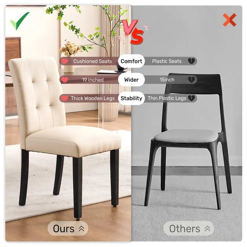 Gestoffeerde gecapitonneerde eetkamerstoelen van kunstleer (set van 2)