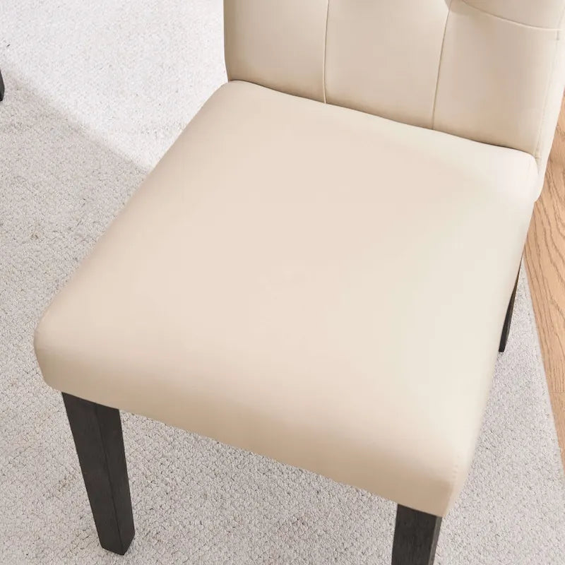 Gestoffeerde gecapitonneerde eetkamerstoelen van kunstleer (set van 2)