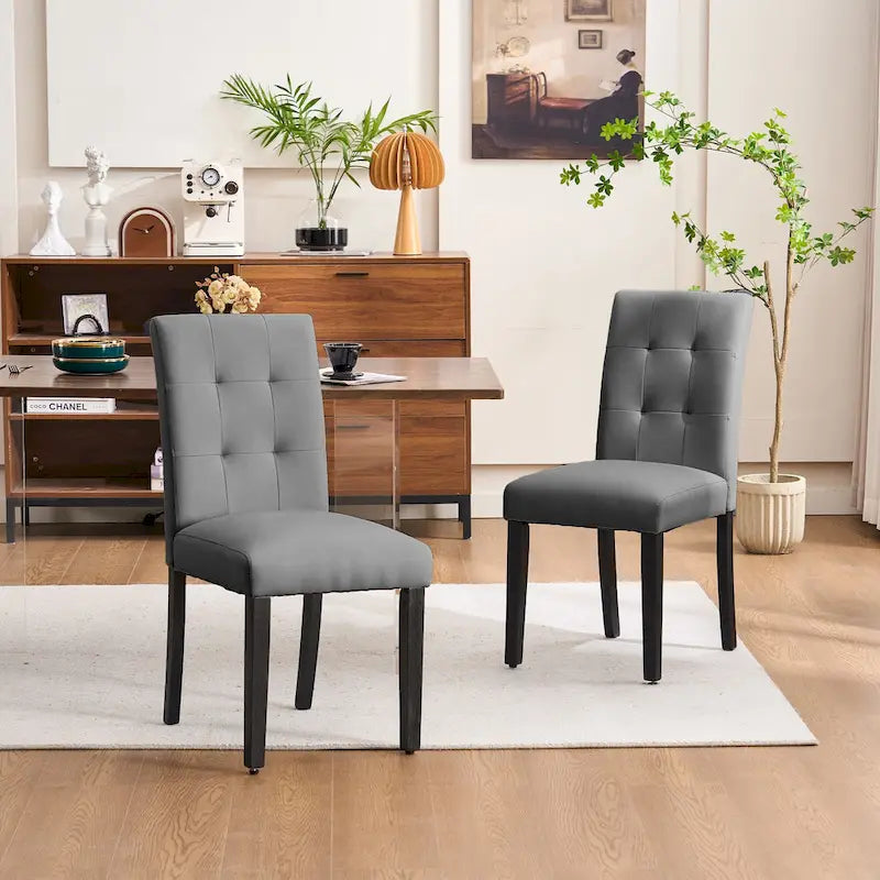 Gestoffeerde gecapitonneerde eetkamerstoelen van kunstleer (set van 2)