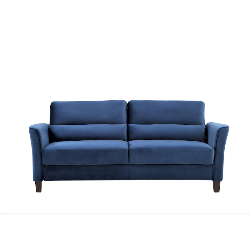 Modernes Sofa im Mid-Century-Stil mit gepolsterten, abgeschrägten Armlehnen für das Wohnzimmer