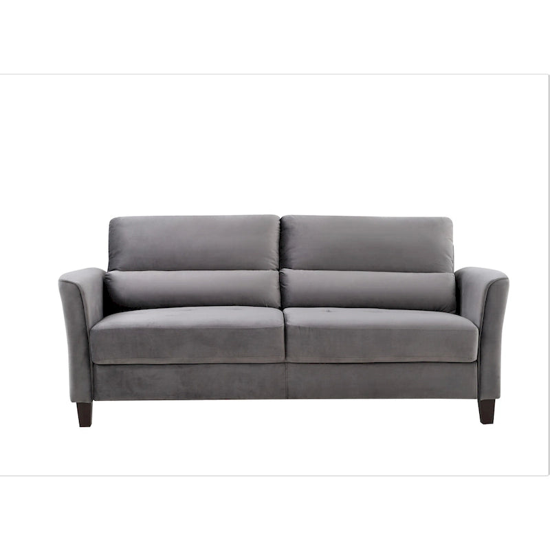 Modernes Sofa im Mid-Century-Stil mit gepolsterten, abgeschrägten Armlehnen für das Wohnzimmer