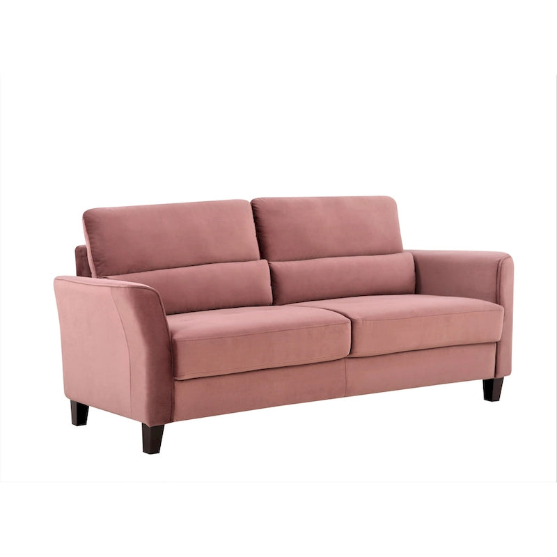 Modernes Sofa im Mid-Century-Stil mit gepolsterten, abgeschrägten Armlehnen für das Wohnzimmer