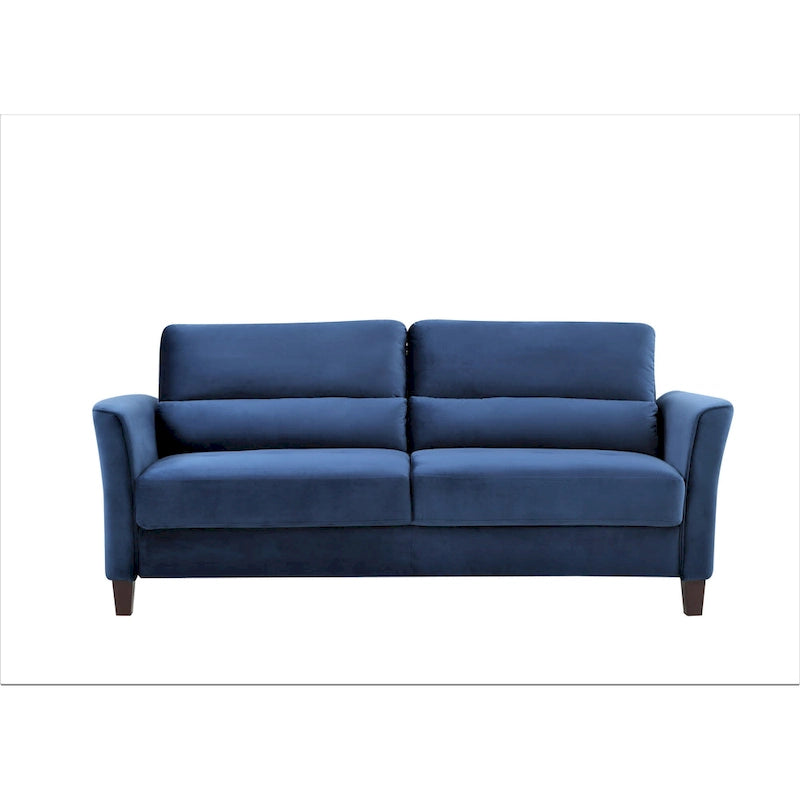 Modernes Sofa im Mid-Century-Stil mit gepolsterten, abgeschrägten Armlehnen für das Wohnzimmer