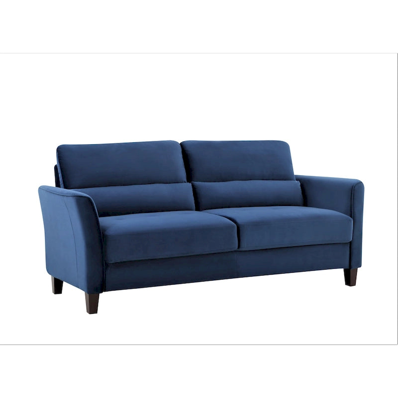 Modernes Sofa im Mid-Century-Stil mit gepolsterten, abgeschrägten Armlehnen für das Wohnzimmer