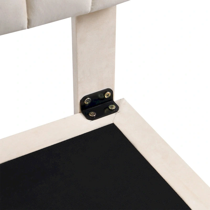 Bedframe met hoofdbord met verticale lijnen, zwevend platformbed met fluwelen bekleding