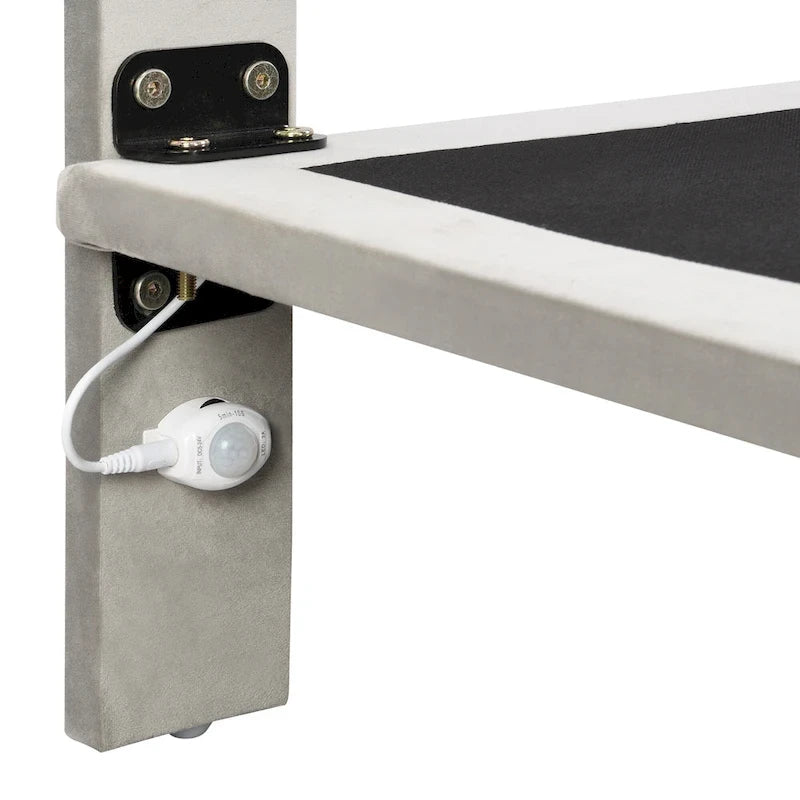 Bedframe met hoofdbord met verticale lijnen, zwevend platformbed met fluwelen bekleding