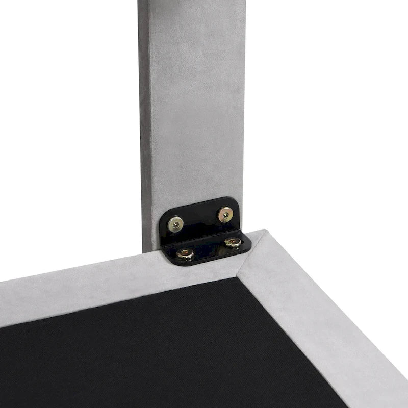 Bedframe met hoofdbord met verticale lijnen, zwevend platformbed met fluwelen bekleding