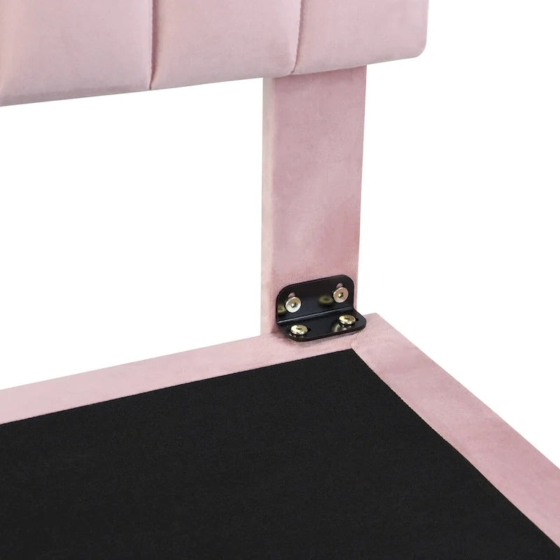 Bedframe met hoofdbord met verticale lijnen, zwevend platformbed met fluwelen bekleding