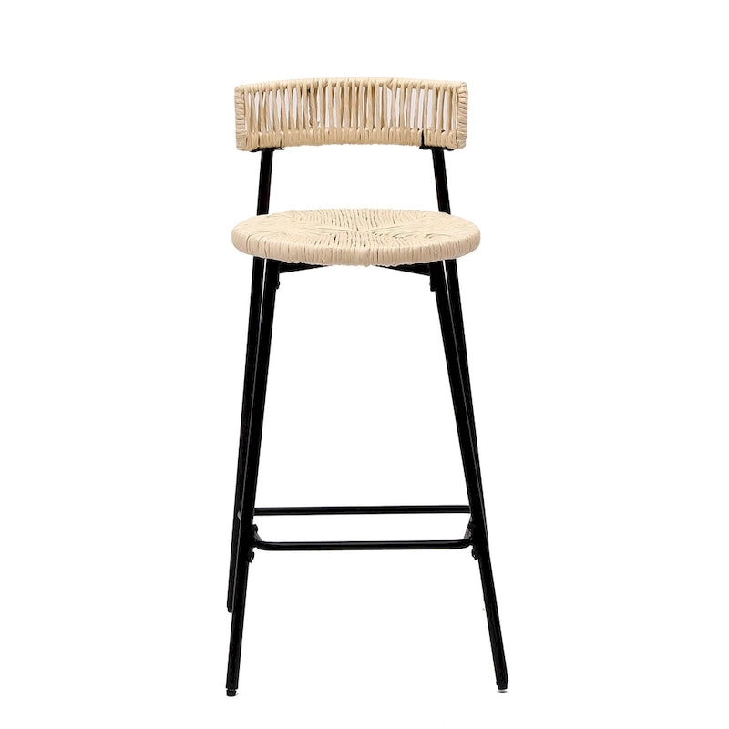 Hand-woven bar stool with backrest