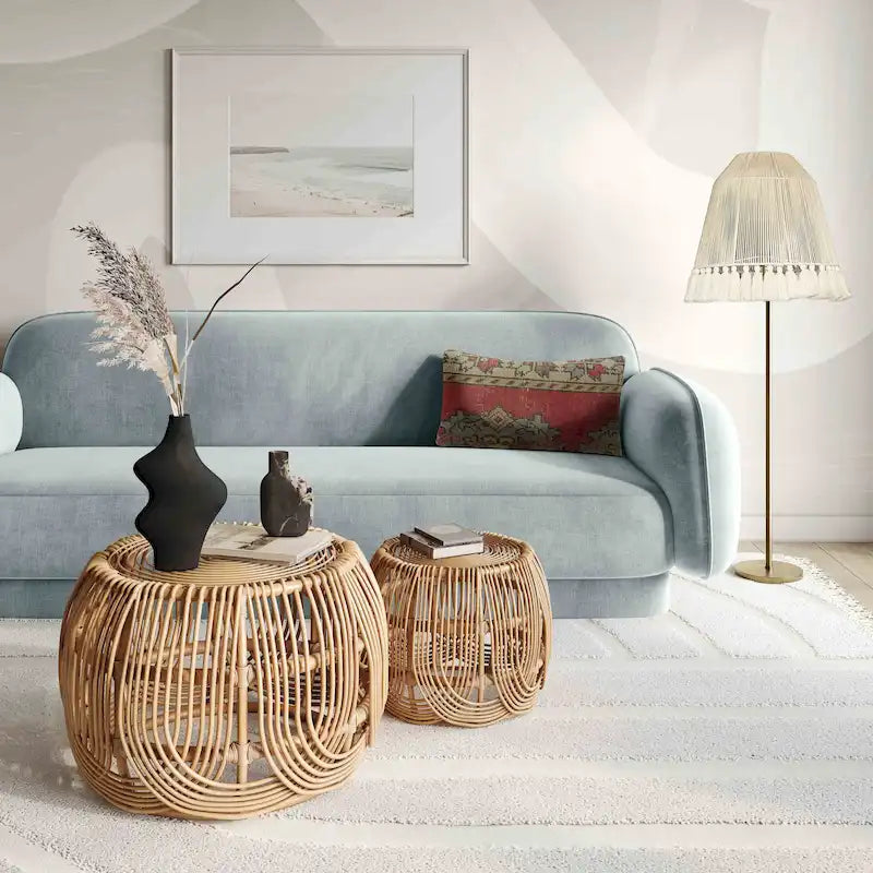 Luxuriöses Samtsofa mit Gestell aus kammergetrockneter Kiefer
