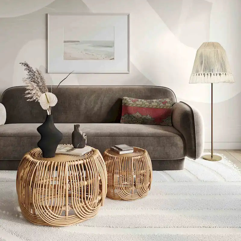 Luxe fluwelen bank met frame van ovengedroogd grenenhout