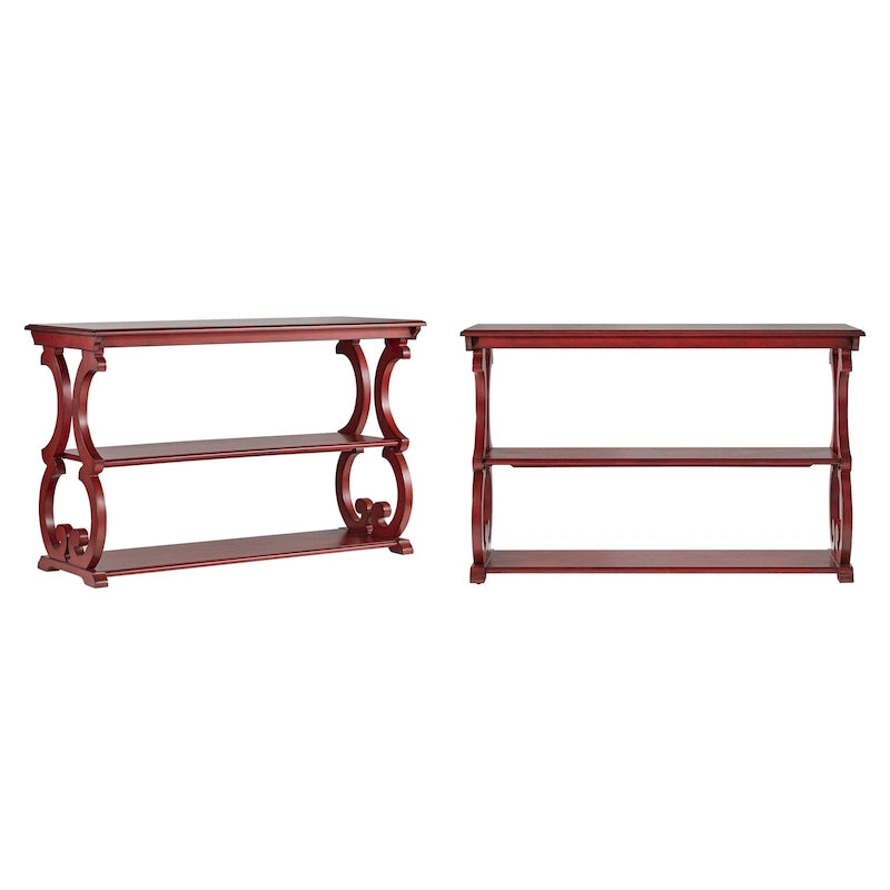 Sofa­tafel van hout met krulmotief