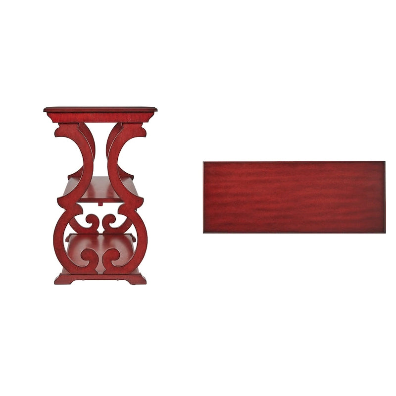 Sofa­tafel van hout met krulmotief