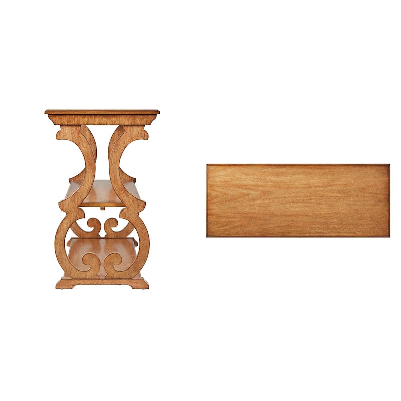 Sofa­tafel van hout met krulmotief