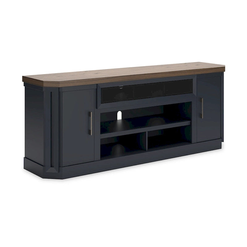 TV Stand Tabletop With Light Brown Wood-Tone Finish