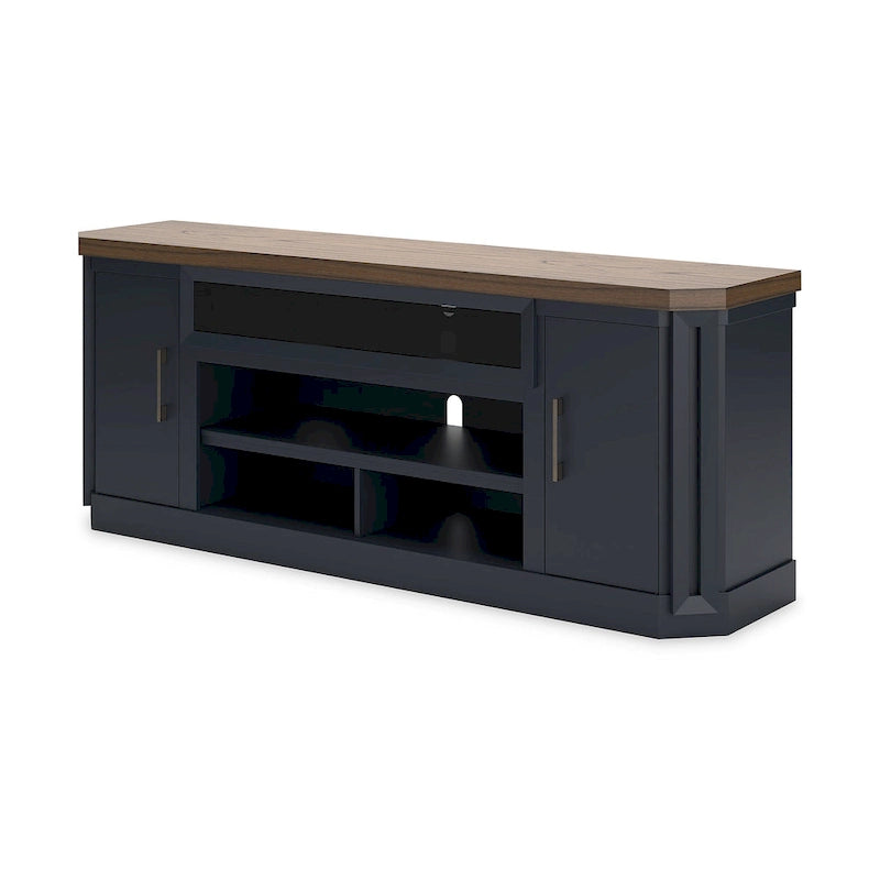 TV Stand Tabletop With Light Brown Wood-Tone Finish