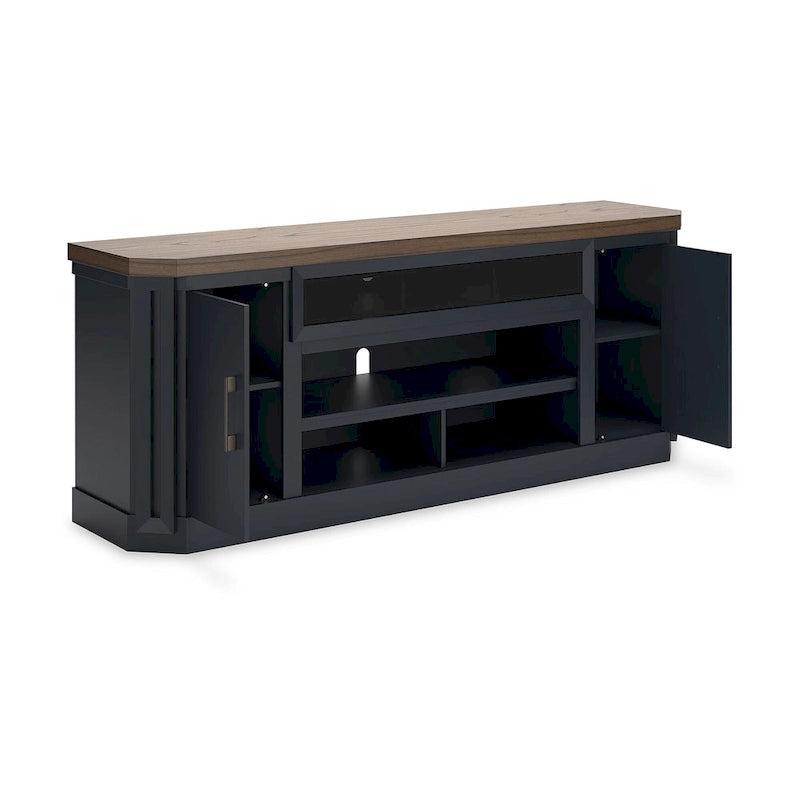 TV Stand Tabletop With Light Brown Wood-Tone Finish