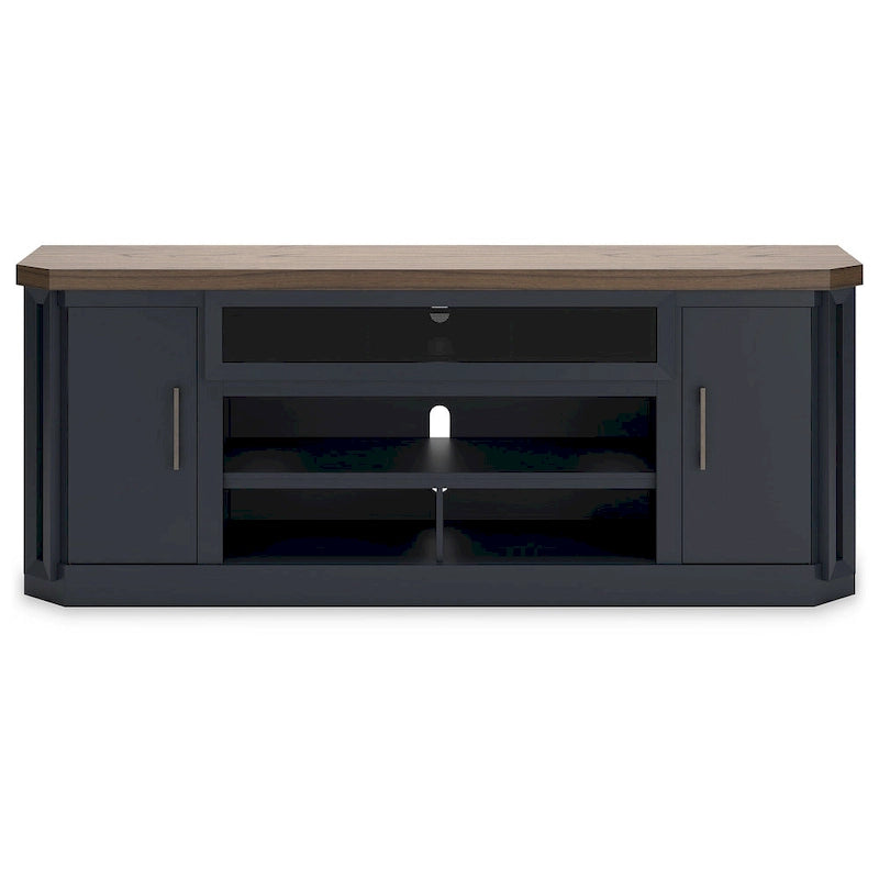 TV Stand Tabletop With Light Brown Wood-Tone Finish