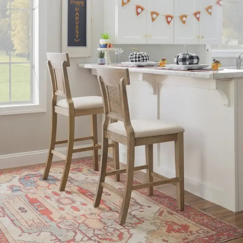Ryder Handwoven Rattan Farmhouse Bar Stool