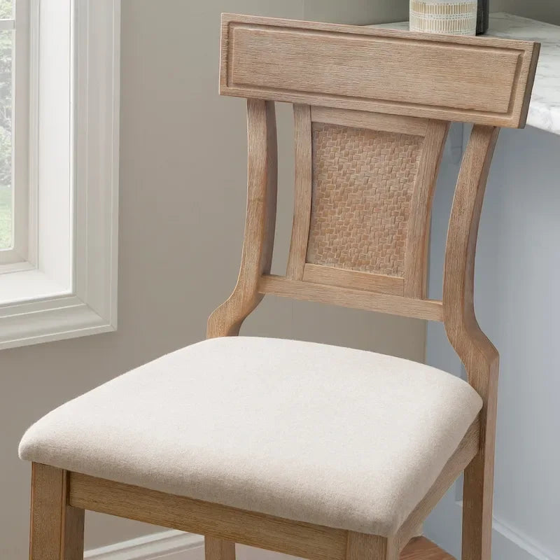 Handwoven Rattan Farmhouse Bar Stool