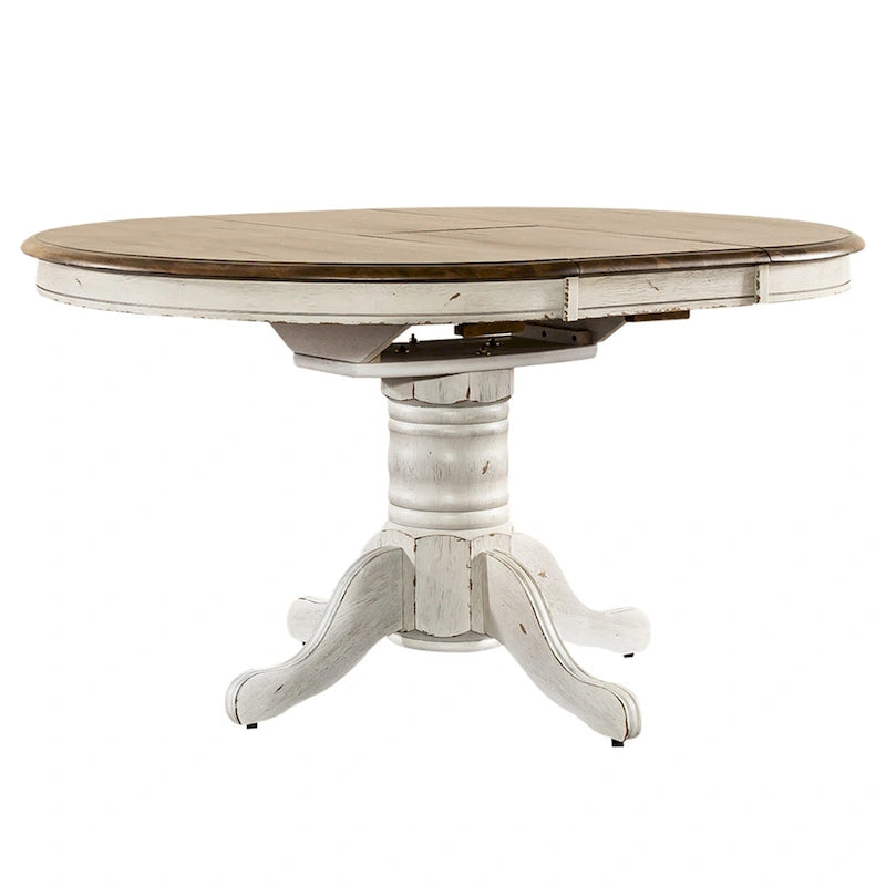 Antique Honey White Pedestal Dining Table
