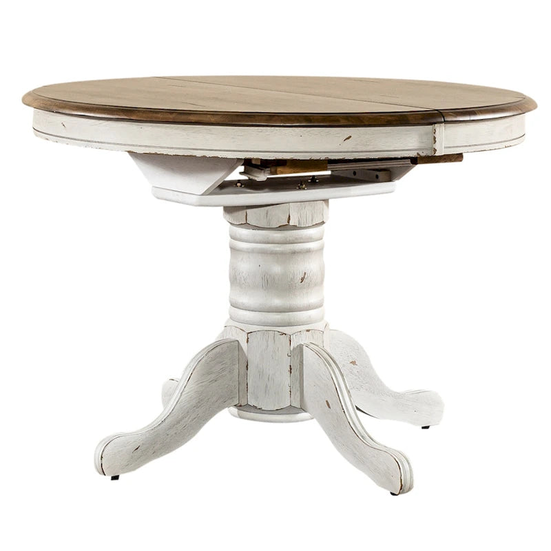 Antique Honey White Pedestal Dining Table