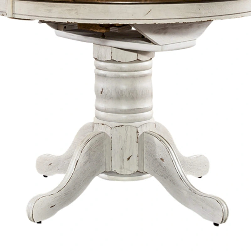 Antique Honey White Pedestal Dining Table