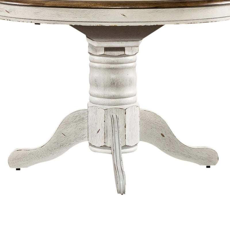 Antique Honey White Pedestal Dining Table