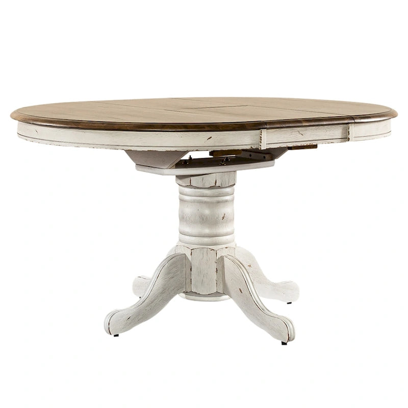 Antique Honey White Pedestal Dining Table