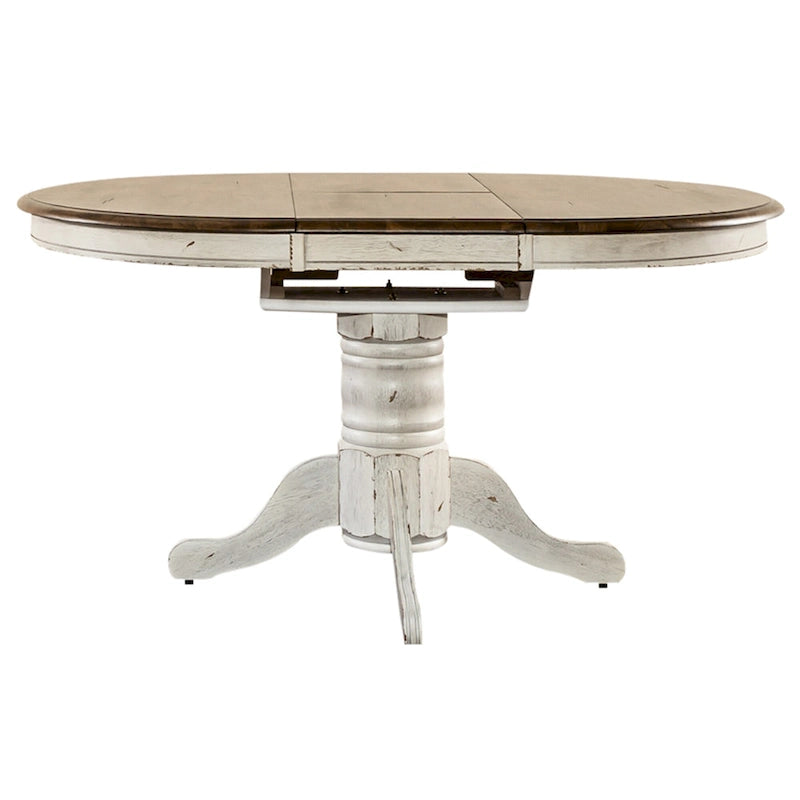 Antique Honey White Pedestal Dining Table