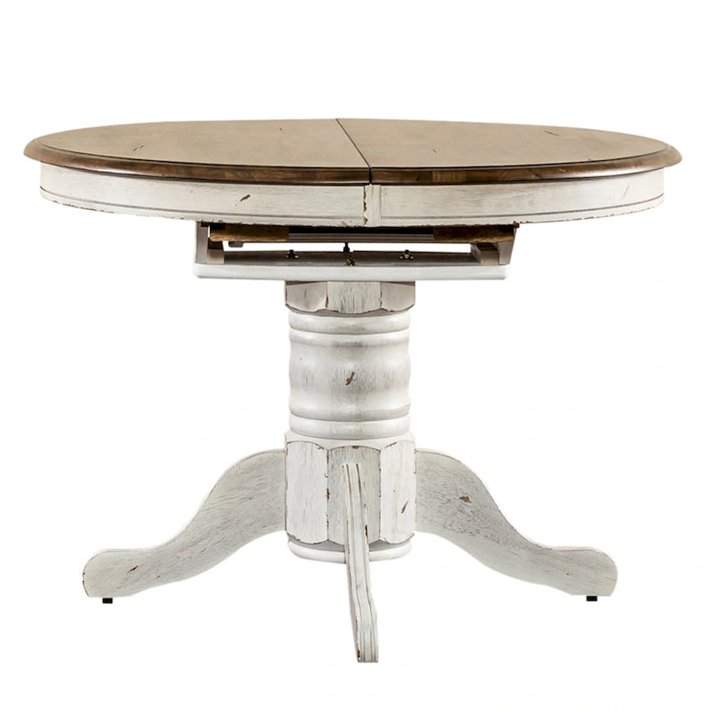 Antique Honey White Pedestal Dining Table