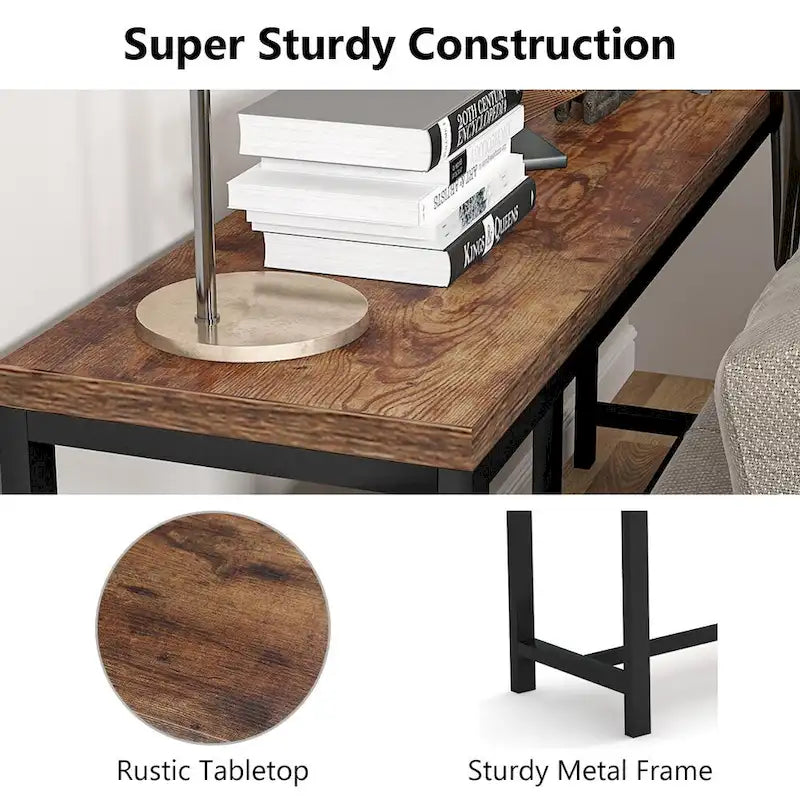 Extra lange consoletafel achter de bank, smalle haltafel