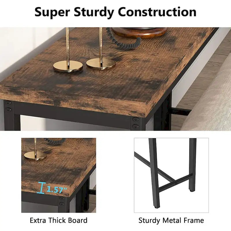 Extra lange consoletafel achter de bank, smalle haltafel