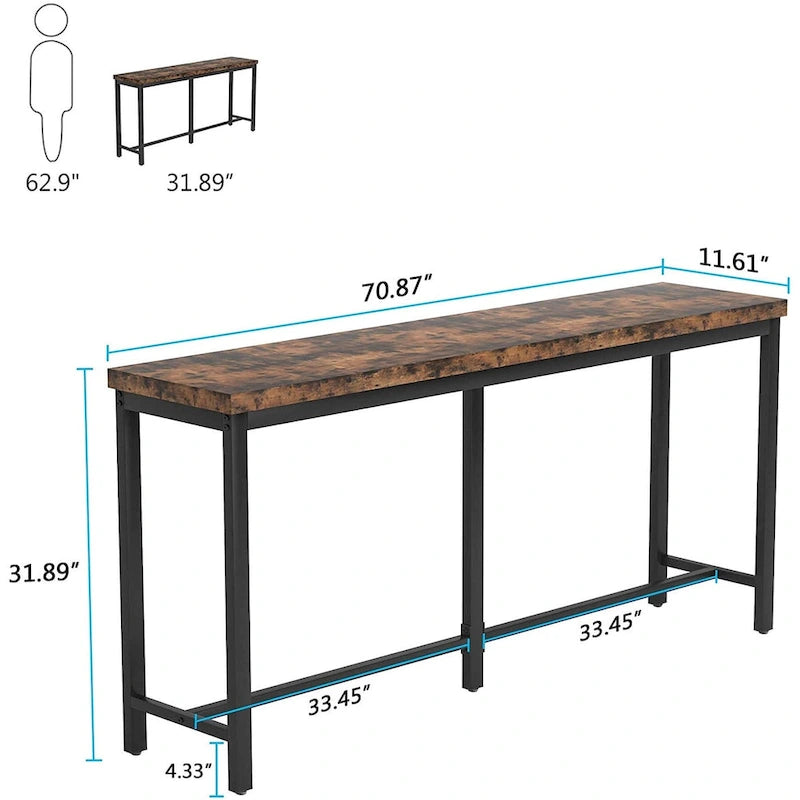 Extra lange consoletafel achter de bank, smalle haltafel