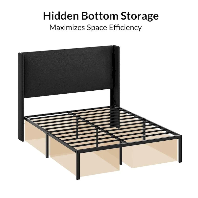 Traditional Washable Slipcover Bed Upholstered Metal