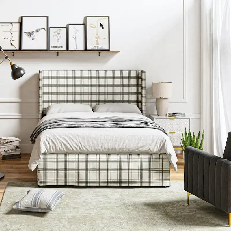 Traditional Washable Slipcover Bed Upholstered Metal