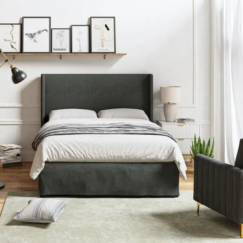 Traditional Washable Slipcover Bed Upholstered Metal