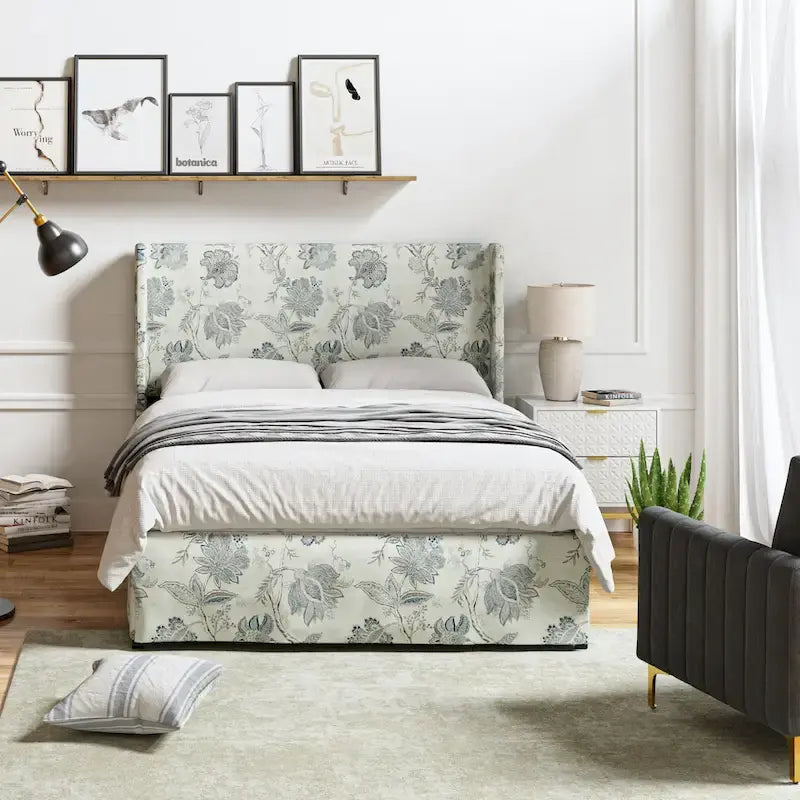 Traditional Washable Slipcover Bed Upholstered Metal