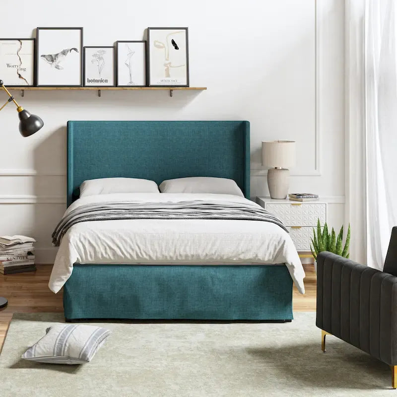 Traditional Washable Slipcover Bed Upholstered Metal
