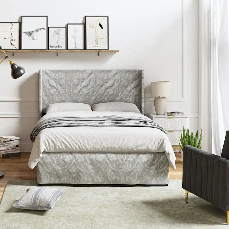 Traditional Washable Slipcover Bed Upholstered Metal