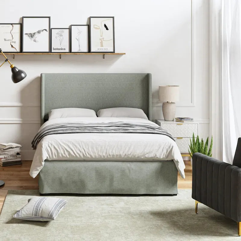 Traditional Washable Slipcover Bed Upholstered Metal