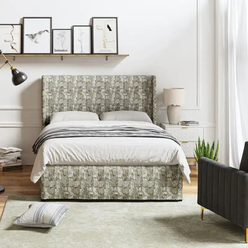 Traditional Washable Slipcover Bed Upholstered Metal