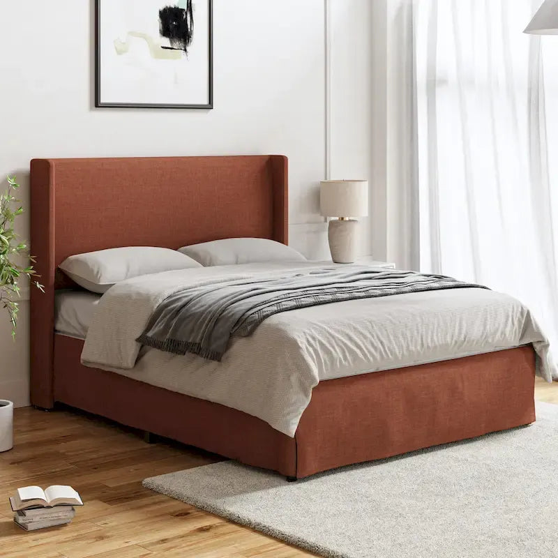 Traditional Washable Slipcover Bed Upholstered Metal