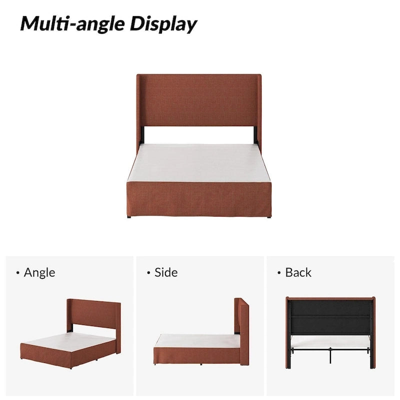 Traditional Washable Slipcover Bed Upholstered Metal