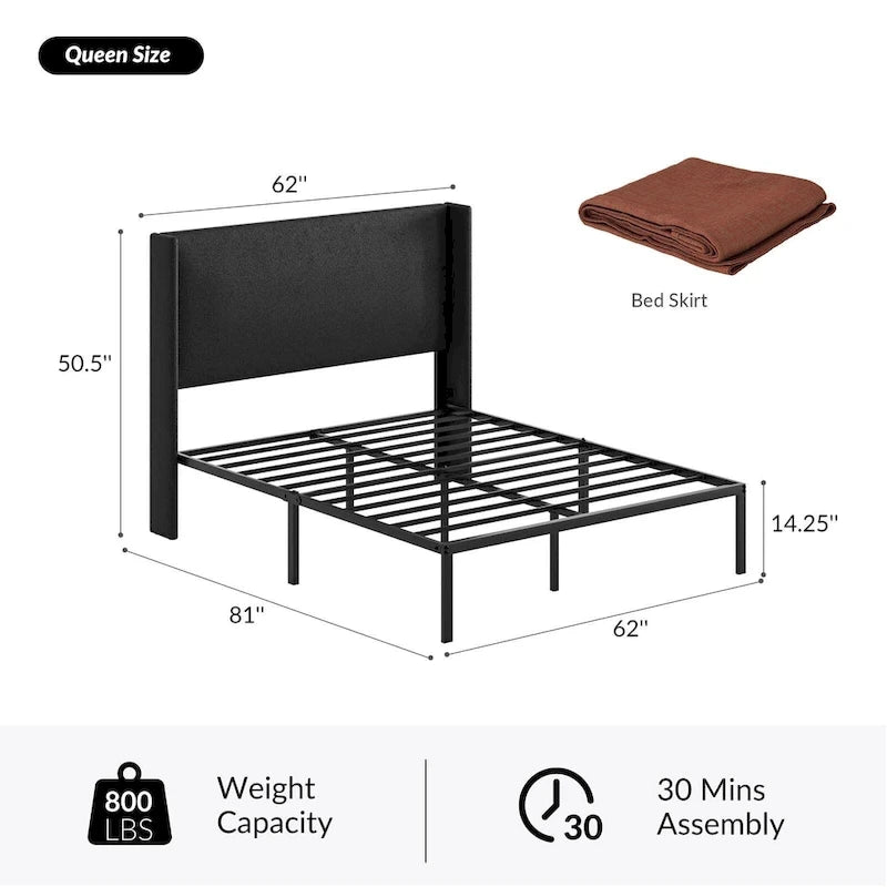 Traditional Washable Slipcover Bed Upholstered Metal